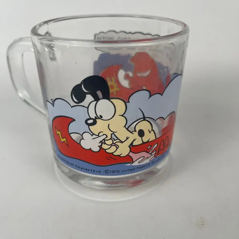 Vintage Collectable Decorative Garfield 8 oz Glass Mugs; Lot of 3